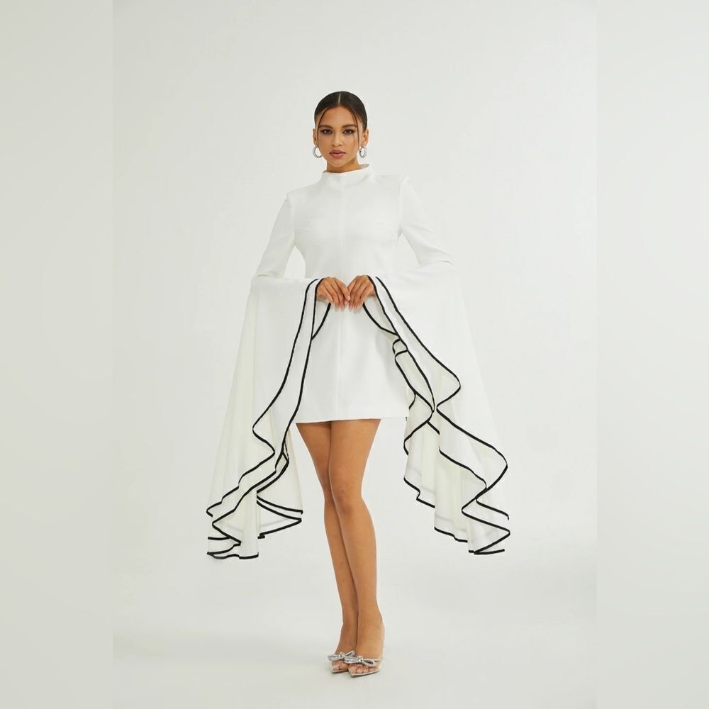 Proenza Schouler crepe ruffle sleeve dress size 2 - Picture 3 of 16